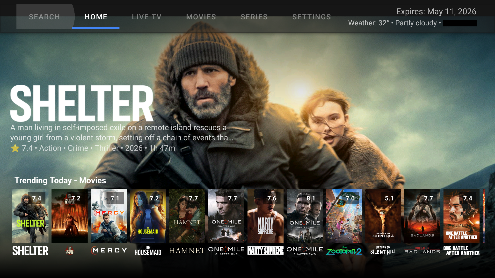 MikeNexTv app home screen