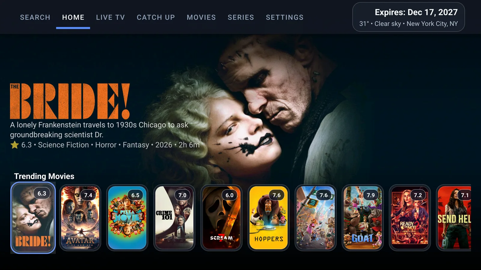 Mike&rsquo;s Tv app home screen on TV